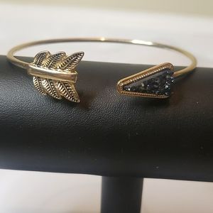 Wrap Around Multi-Color Druzy Arrow Gold Cuff Wire Bracelet NEW One Size